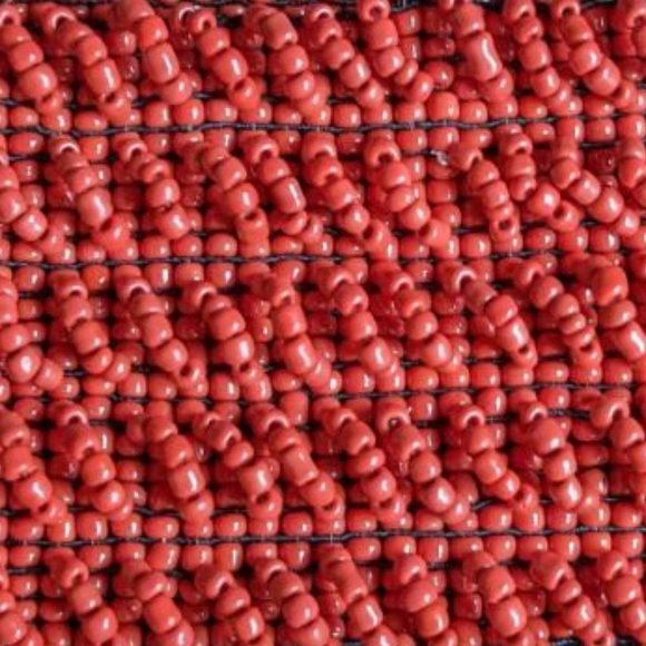 Vintage Erik & Mike Beaded Stretch Belt, Interlocking Wooden Clasp, Red - Picture 4 of 15